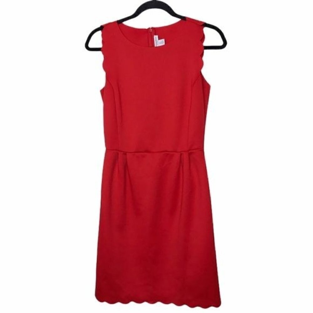 Carolina Belle Poppy Red Scallop Hem Scuba Dress Size 4